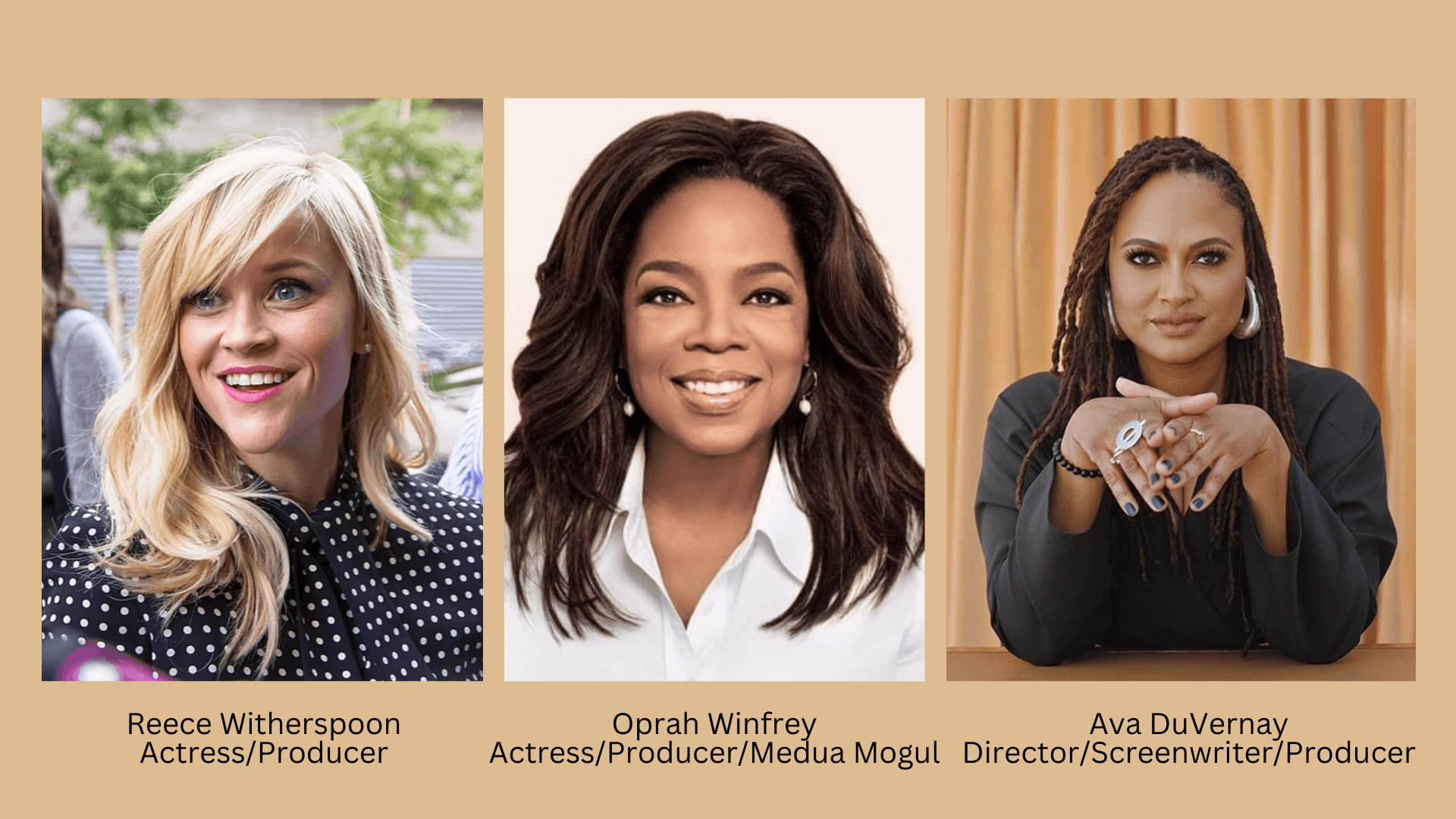 Reece Witherspoon Gprah Winfrey Ava DuVernay. Female executive building her brand through visibility strategies